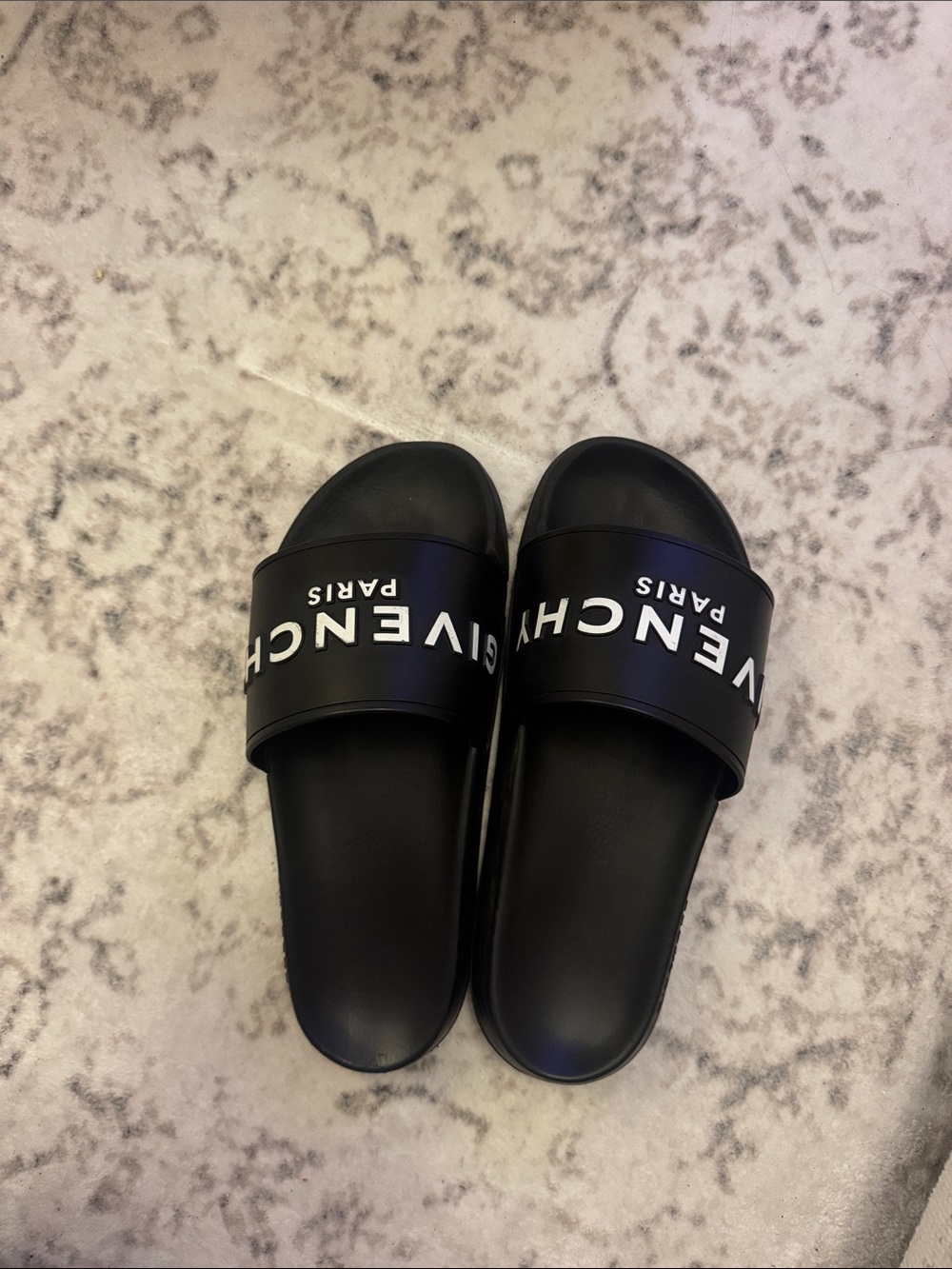 Givenchy Paris Black Logo Slide Sandals